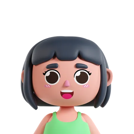 Short Hair Girl  3D Icon
