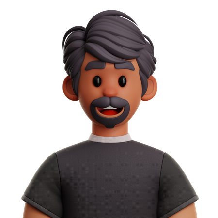 Short Hair Man With Beard  3D Icon