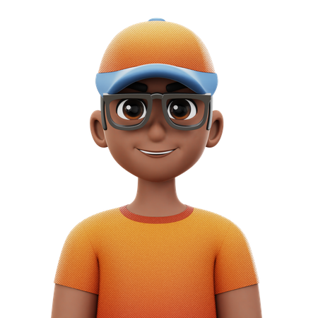 Short Hair Man with Glasses and Hat  3D Icon