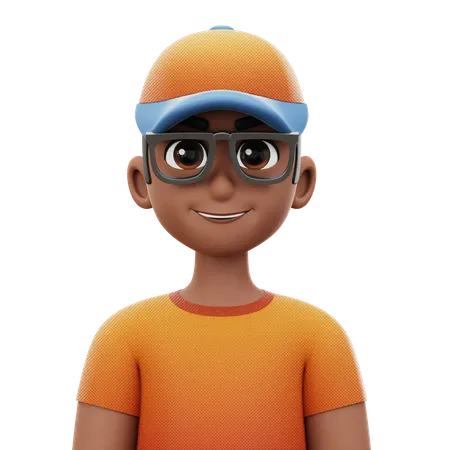 Short Hair Man with Glasses and Hat  3D Icon