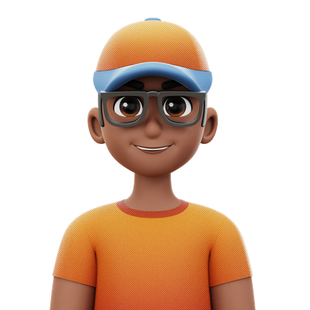 Short Hair Man with Glasses and Hat  3D Icon
