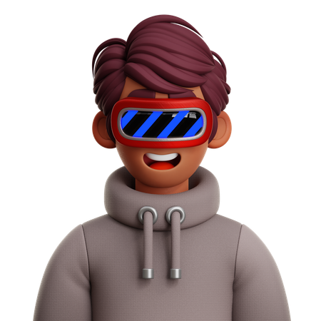Short Hair Man With VR  3D Icon