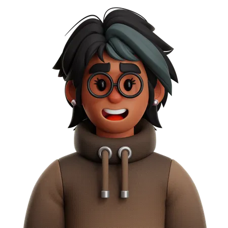 SHORT HAIR WOMAN WITH GLASSES  3D Icon