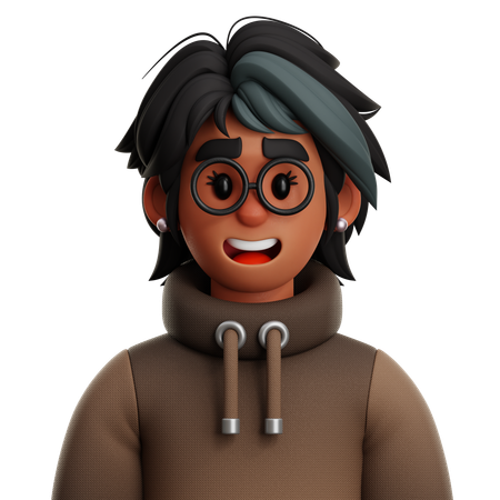 SHORT HAIR WOMAN WITH GLASSES  3D Icon