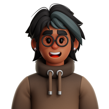 Short Hair Woman With Glasses  3D Icon