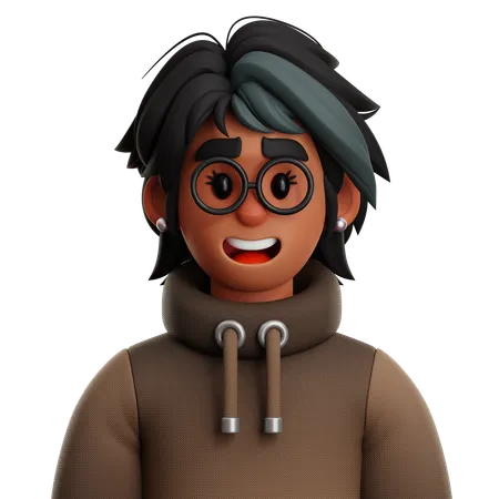 Short Hair Woman With Glasses  3D Icon