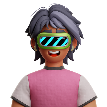 Short Hair Woman With VR  3D Icon