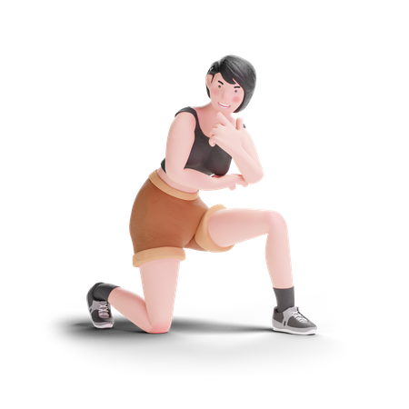 Short haired girl posing  3D Illustration