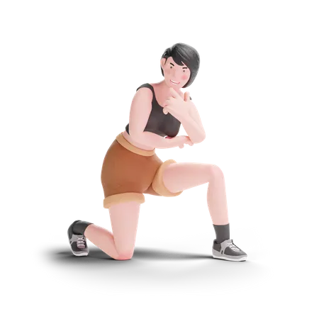 Short haired girl posing  3D Illustration