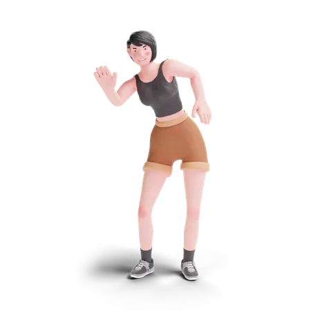 Short haired girl standing posing  3D Illustration