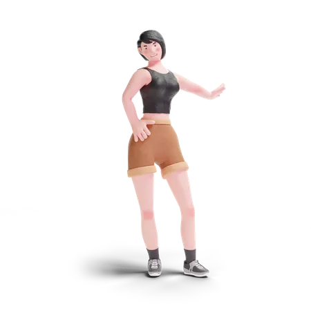 Short haired girl standing posing 3D Illustration