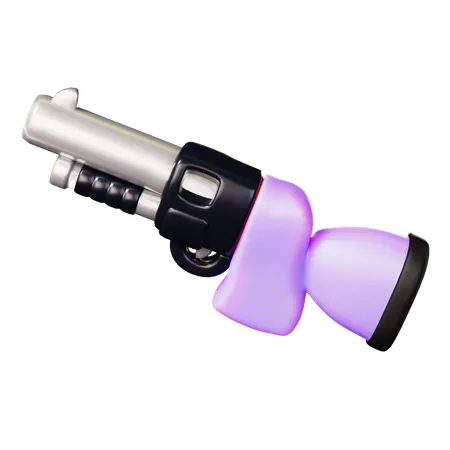 Cute Cartoon Shotgun Gun Weapon In Black And Purple Tone Police Bandit And Military Weapon Defense Help Option Against Enemy Aggressor Anti Terrorism Action 3D Icon