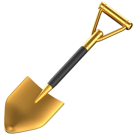 3 D Icon Of A Black And Gold Shovel 3D Icon