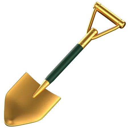 3 D Icon Of A Green And Gold Shovel 3D Icon