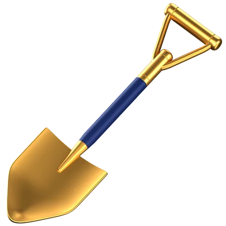 3 D Icon Of A Blue And Gold Shovel 3D Icon