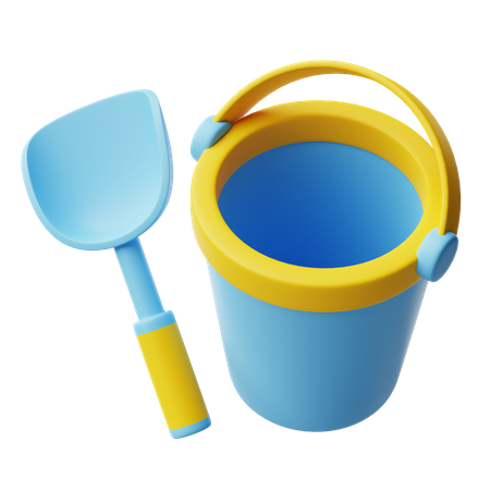 Shovel and bucket  3D Icon