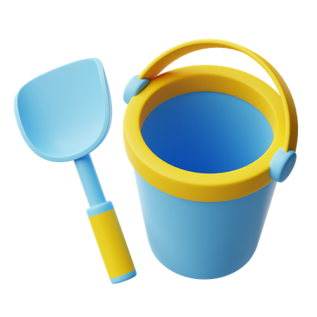 Shovel and bucket  3D Icon