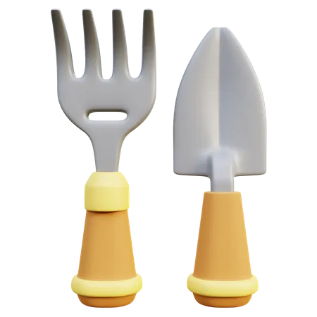 Shovel And Fork  3D Icon
