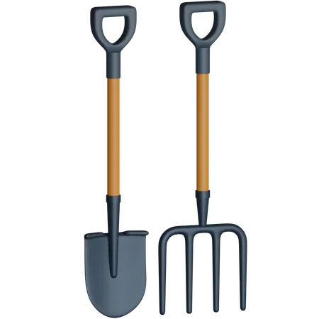 Shovel And Pitchfork  3D Icon