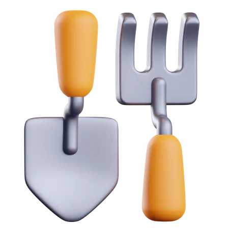 Shovel Pitchfork  3D Illustration