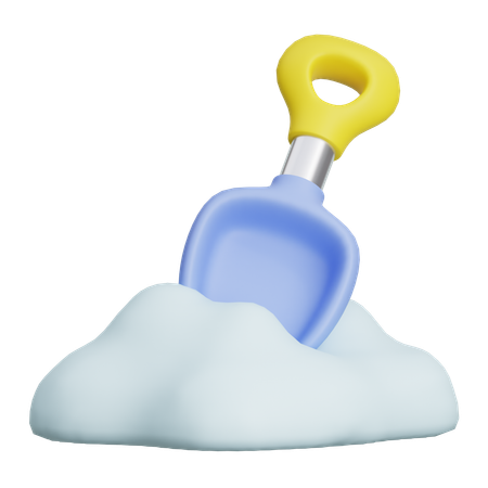 Shovel With Snow  3D Icon