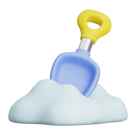 Shovel With Snow  3D Icon