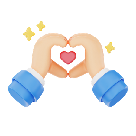 Showing Love With Heart Hand Gesture  3D Icon