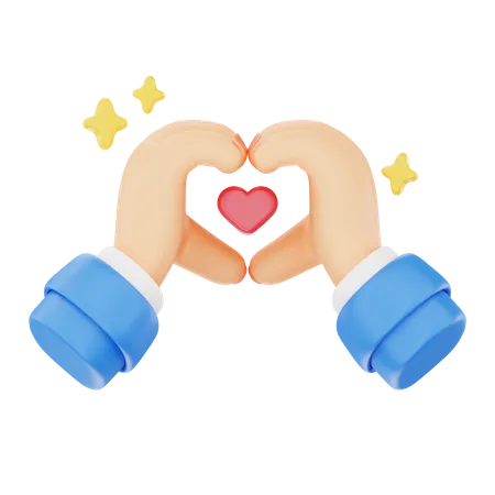 Showing Love With Heart Hand Gesture  3D Icon