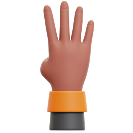 Showing Number Four Hand Gesture  3D Icon