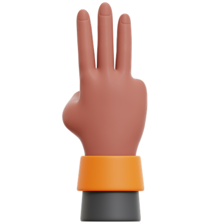 Showing Number Three Hand Gesture  3D Icon