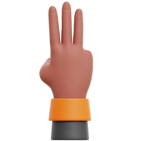 Showing Number Three Hand Gesture  3D Icon