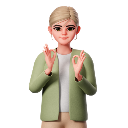 Showing Ok Gesture Using Both Hand  3D Illustration