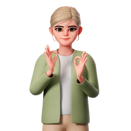 Showing Ok Gesture Using Both Hand  3D Illustration