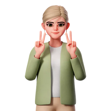 Showing Peace Gesture Using Both Hand  3D Illustration