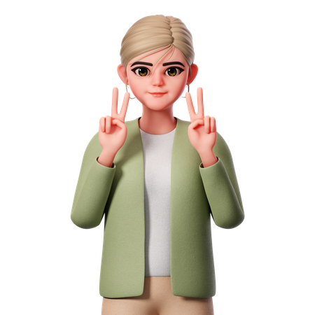 Showing Peace Gesture Using Both Hand  3D Illustration