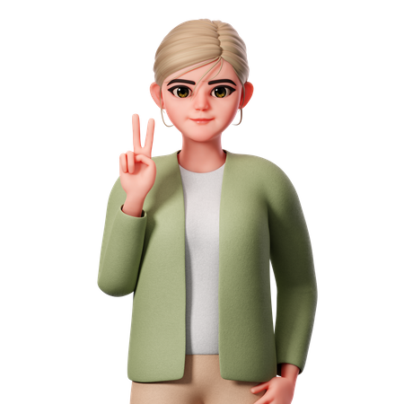 Showing Peace Gesture Using Left Hand  3D Illustration