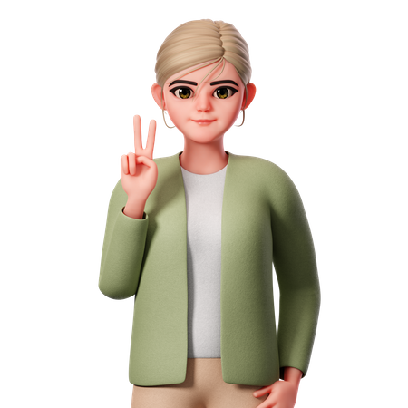 Showing Peace Gesture Using Left Hand  3D Illustration