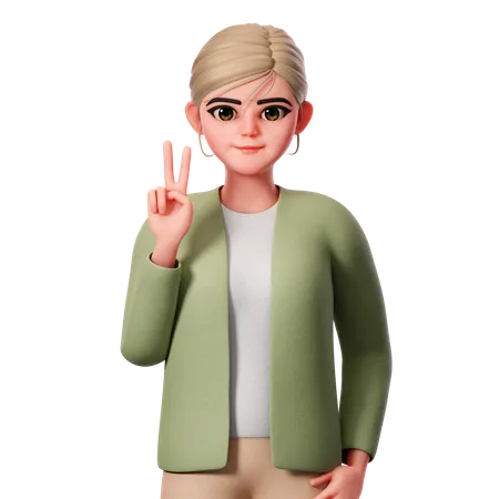 Showing Peace Gesture Using Left Hand  3D Illustration