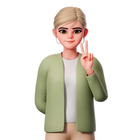 Showing Peace Gesture Using Right Hand  3D Illustration
