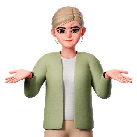 Showing Shrugging Pose  3D Illustration