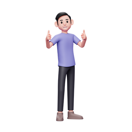 Showing Thumbs up  3D Illustration