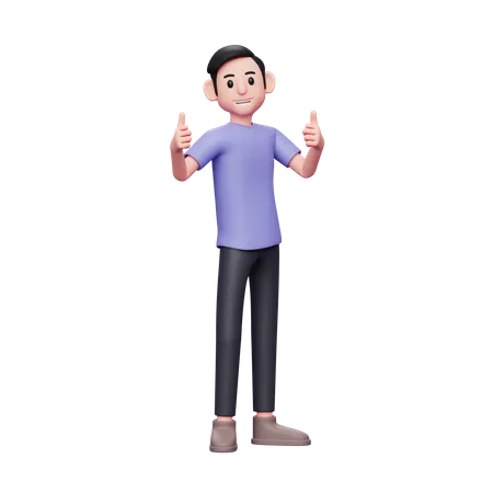 Showing Thumbs up  3D Illustration