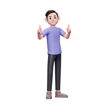 Showing Thumbs up 3D Illustration