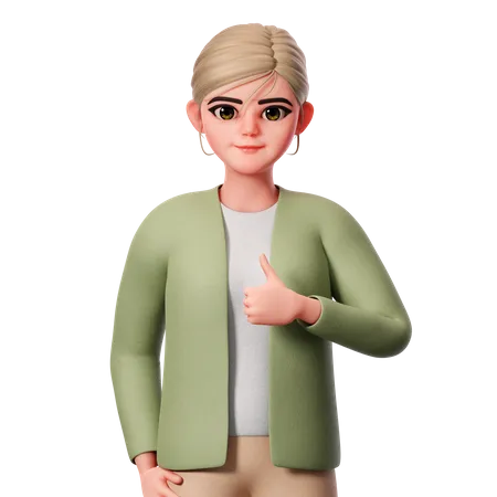 Showing Thumbs Up Gesture With Right Hand  3D Illustration