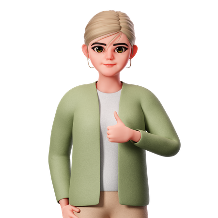 Showing Thumbs Up Gesture With Right Hand  3D Illustration