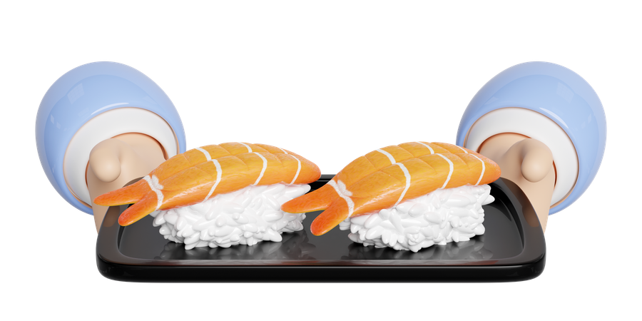 Shrimp Onigiri Sushi  3D Icon