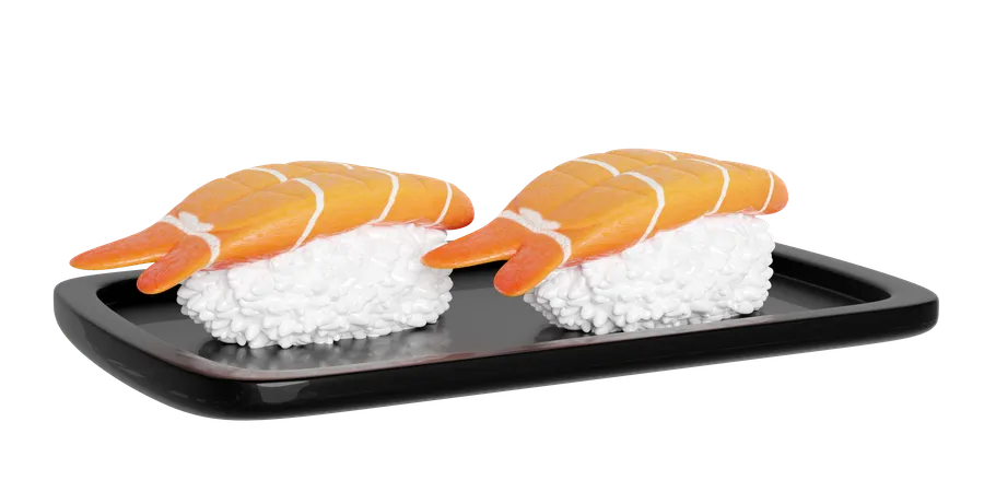 Shrimp Sushi On Food Tray Japanese Food Isolated Concept 3 D Render Illustration 3D Icon