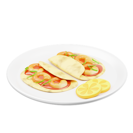 Shrimp Tacos with Salad  3D Icon