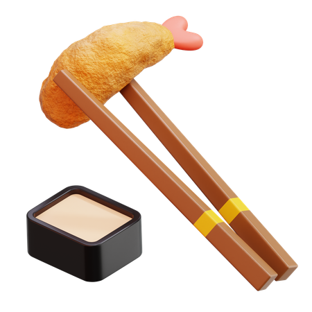 Shrimp Tempura With Chopsticks  3D Icon