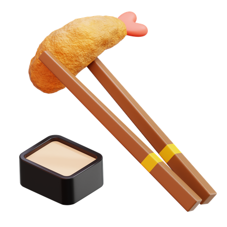 Shrimp Tempura With Chopsticks  3D Icon